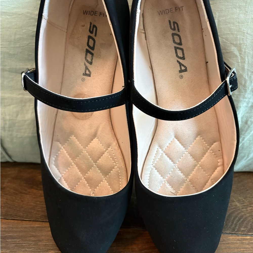 Black suede flats SODA wide fit size 8